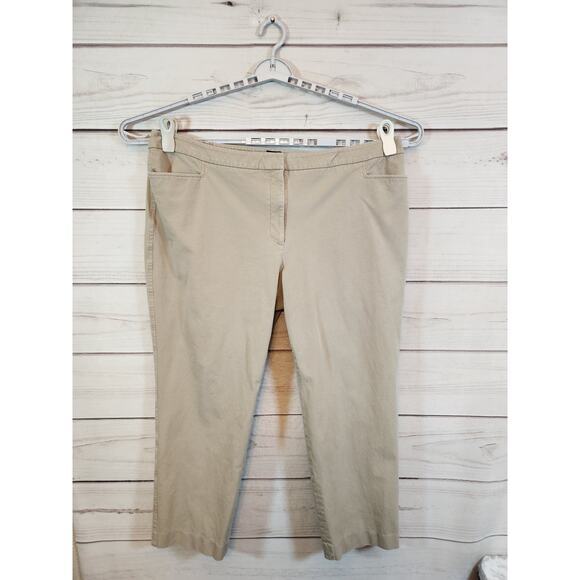 Talbots Women's Beige Solid Stretch Hampshire High Rise Cropped Pants Size 22W - Picture 1 of 7